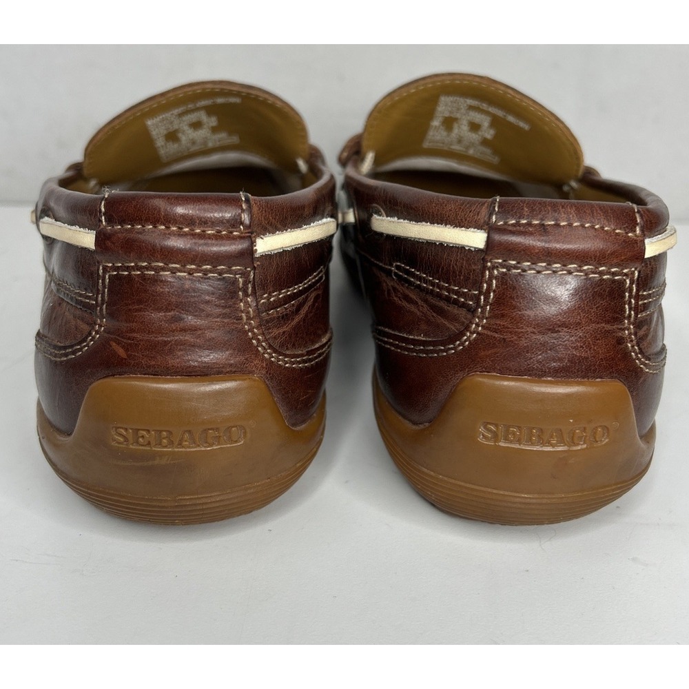 Mens Sebago Nantucket Boat Shoes Loafers Sz 9 M Used Classic Brown Leather - Picture 7 of 10